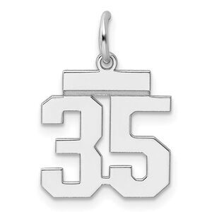 Sterling Silver, Athletic Collection, Small Polished Number 35 Pendant